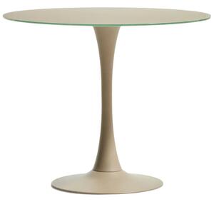 Kave Home Béžový skleněný jídelní stůl Vedira Ø90 cm