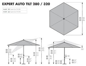 Slunečník DOPPLER Expert Auto Tilt 320 cm nastavitelný antracit
