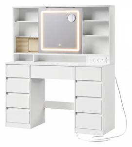 SONGMICS Toaletní stolek s LED osvětlením a nabíjecí stanicí Kail 110 cm bílý