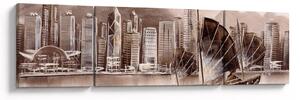Obraz - Victoria Harbor, Hong Kong, sépiový efekt (170x50 cm)