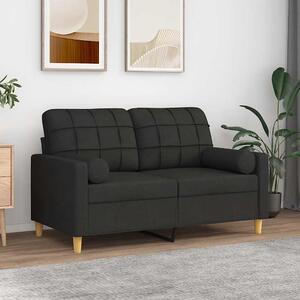 2místná pohovka s polštáři černá 120 cm textil 3200778