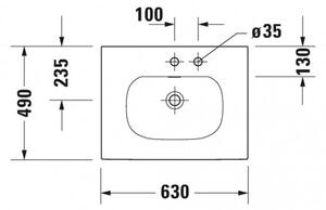 Duravit Viu - Umyvadlo do nábytku 630x490 mm, s přepadem, bílá 2344630000