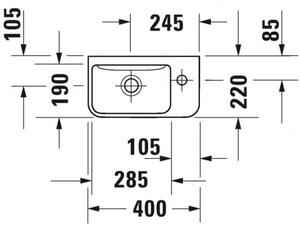 Duravit ME by Starck - Umyvátko 400x220 mm, bez přepadu, bílá 0717400000