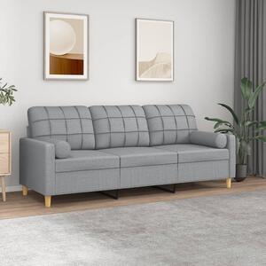 3místná pohovka s polštáři světle šedá 180 cm textil 3200790