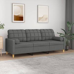 3místná pohovka s polštáři tmavě šedá 180 cm textil 3200791
