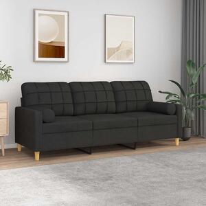 3místná pohovka s polštáři černá 180 cm textil 3200794