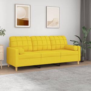 3místná pohovka s polštáři světle žlutá 180 cm textil 3200795