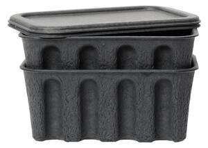 Úložný box s víkem Paper Pulp Small Charcoal – set 2 ks