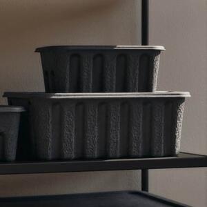 Úložný box s víkem Paper Pulp Small Charcoal – set 2 ks