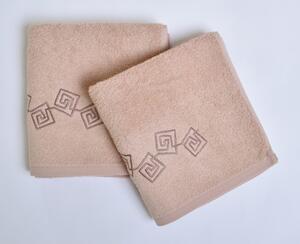 Nechte se hýčkat froté ručníkem a osuškou DENY vyrobeným z kvalitní 100% bavlny s gramáží 450 g/m2. Je velmi jemný na dotyk. Výšivka v dolní části. Barva ručníku je béžová