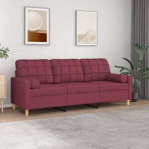 3místná pohovka s polštáři vínová 180 cm textil 3200796