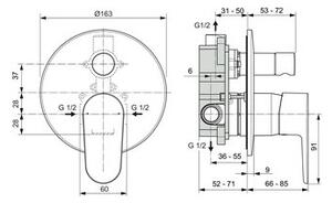 Ideal Standard Set 4 - Sprchový systém s podomítkovou pákovou baterií, komplet, černá matná IS Set 4
