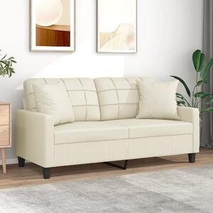 2místná pohovka s polštáři krémová 140 cm umělá kůže 3200804
