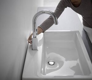Hansgrohe Vernis Shape Páková umyvadlová baterie s otočným výtokem a odtokovou soupravou s táhlem, chrom 71564000