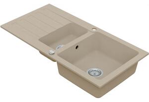 VIMA Dřezový set Teorema 3/A - Granitový dřez 960x480x183 mm 1,5-sektoru s odkapávací plochou, písková + Dřezová baterie Teorema