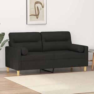 2místná pohovka s polštáři černá 140 cm textil 3200825