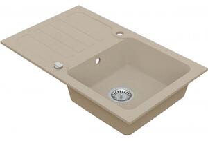 VIMA Dřezový set Teorema 2/A - Granitový dřez s odkapávací plochou 780x480x165mm, písková + Dřezová baterie Teorema
