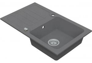 VIMA Dřezový set Teorema 2/C - Granitový dřez s odkapávací plochou 780x480x165 mm, šedá + Dřezová baterie Teorema