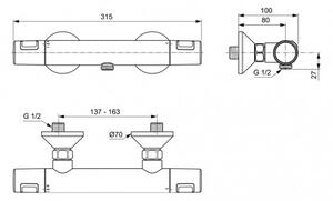 Ideal Standard CeraTherm T25 - Sprchová termostatická baterie nástěnná, černá matná A7201XG