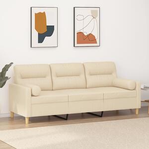 3místná pohovka s polštáři krémová 180 cm textil 3200831