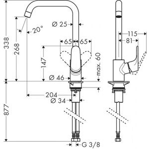 VIMA Dřezový set Hansgrohe 3/O - Granitový dřez 960x480 mm 1,5-sektoru s odkapávací plochou, tmavý grafit matný + Dřezová baterie Hansgrohe Focus