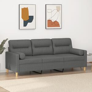 3místná pohovka s polštáři tmavě šedá 180 cm textil 3200830