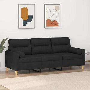 3místná pohovka s polštáři černá 180 cm textil 3200833