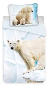 Bavlněné povlečení s motivem ledních medvědů. Rozměr povlečení je 140x200, 70x90 cm