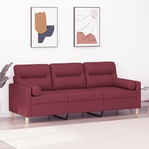 3místná pohovka s polštáři vínová 180 cm textil 3200835