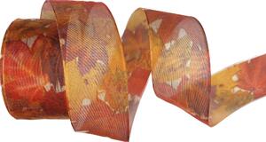 Stuha taftová MAPLE LEAVES – Autumn Glow 40mm x 2m (15,-Kč/m)