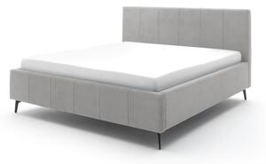 Světle šedá čalouněná dvoulůžková postel s úložným prostorem s roštem 180x200 cm Lizzano – Meise Möbel