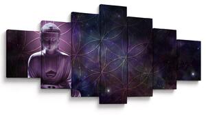 Obraz - Buddha s květy života (210x100 cm)