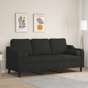 3místná pohovka s polštáři černá 180 cm textil 3200857