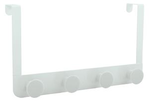 Spirella závěsný věšák na dveře se 4 háčky RONDA Quattro, matně bílý, kov, 44 mm