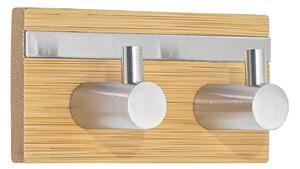MSV samolepící háček na dva ručníky FLAVIO, bambus, nerez ocel, 90 x 31 x 45 mm