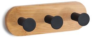 MSV samolepicí věšák se 3 háčky YONO, černý, bambus, ocel, 135 x 45 x 36 mm