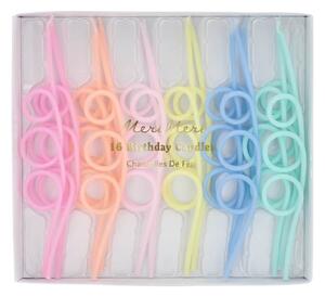 Dortové svíčky Pastel loopy – 16 ks