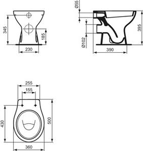 Ideal Standard Eurovit - Stacionární WC/výlevka, bílá W333101