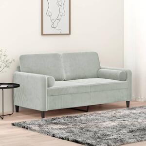 2místná pohovka s polštáři světle šedá 140 cm samet 3200881