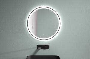 Cerano Vito, LED koupelnové zrcadlo, kovový rám, Ø 80 cm, černá matná, CER-CER-NT8232G80