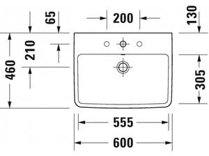 Duravit No.1 - Umyvadlo do nábytku 600x460 mm, s přepadem, bílá 23756000002
