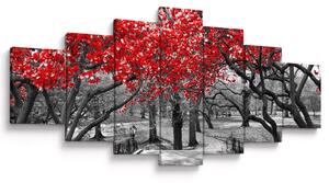 Obraz - Červené stromy, Central Park, New York (210x100 cm)