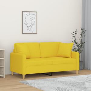 2místná pohovka s polštáři světle žlutá 140 cm textil 3200914