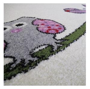 Bílý dětský koberec s motivem sovičiek