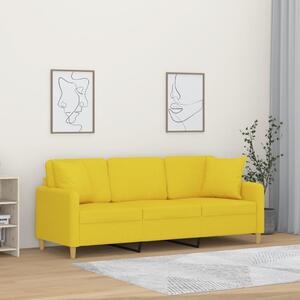 3místná pohovka s polštáři světle žlutá 180 cm textil 3200922
