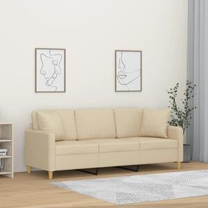 3místná pohovka s polštáři krémová 180 cm textil 3200919
