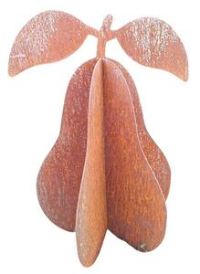 Kovová zahradní dekorace Hruška 3D střední 47 cm corten