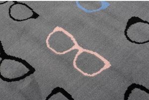 Dětský šedý koberec s brýlemi