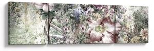 Obraz květin na dřevěném kole (170x50 cm)