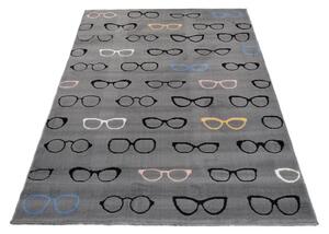 Dětský šedý koberec s brýlemi